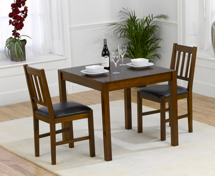 Oxford 80cm Dark Solid Oak Dining Table, Small Dark Wood Dining Table And 2 Chairs