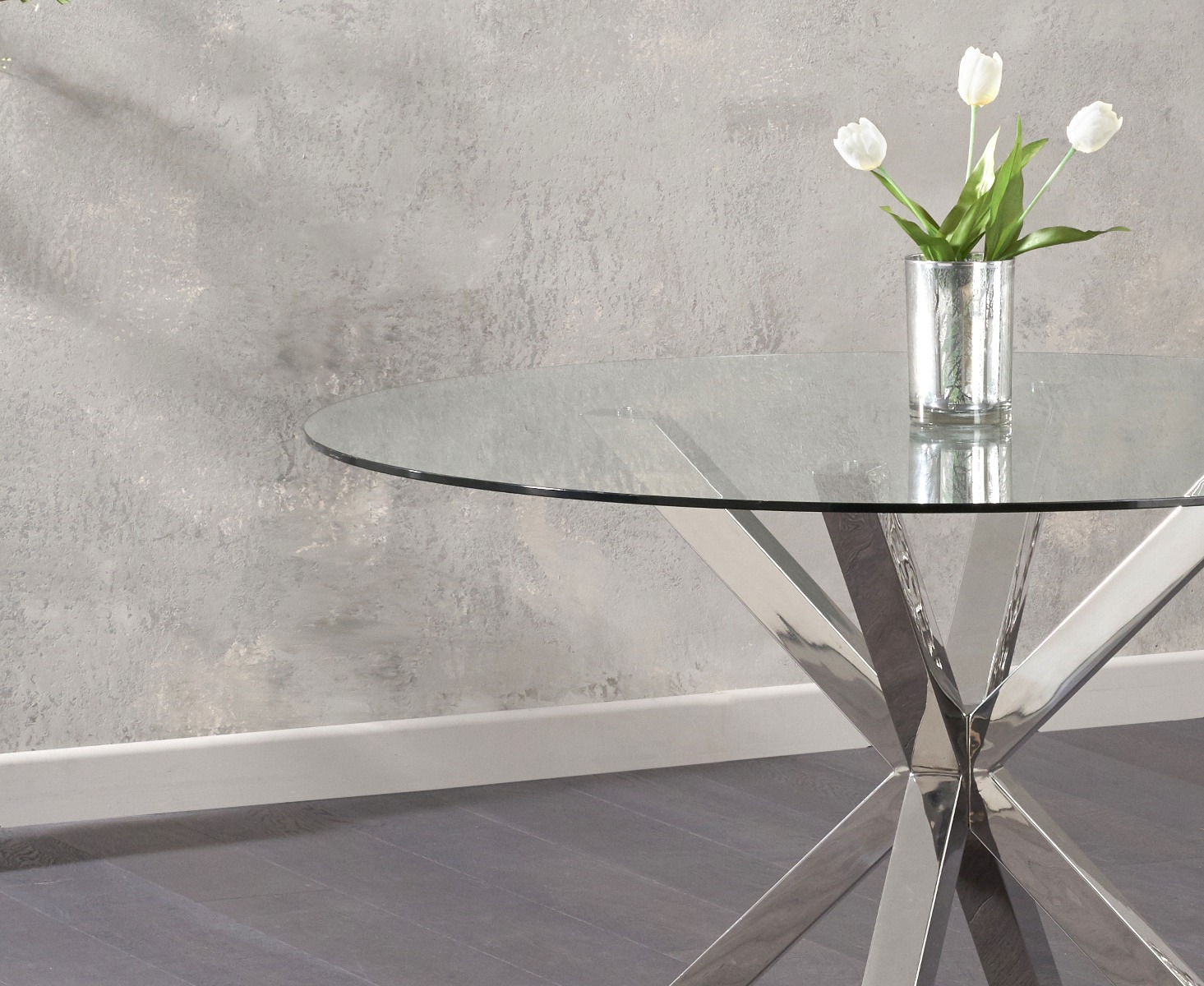 Photo 1 of Rodin 135cm round glass dining table