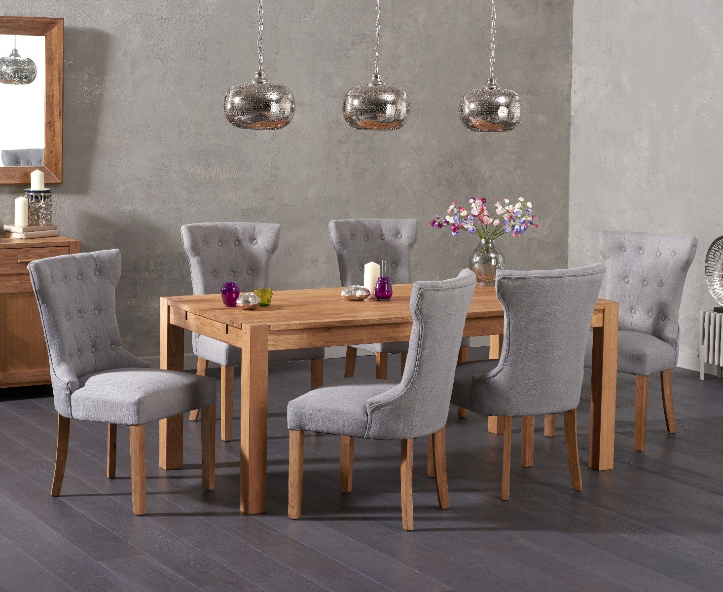 Photo 1 of Verona 150cm oak dining table with 8 natural clara chairs