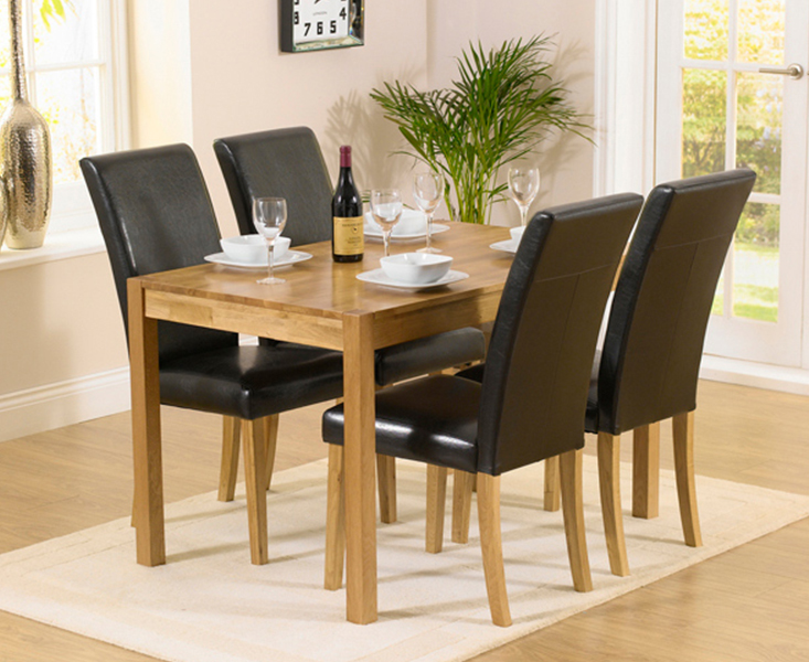 Oxford 120cm Solid Oak Dining Table With 4 Black Olivia Chairs