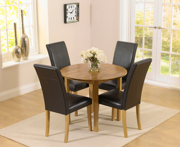 Product photograph of Extending York 90cm Solid Oak Dining Table With 4 Grey Olivia Chairs from Oak Furniture Superstore