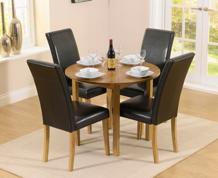 Oxford 120cm Solid Oak Dining Set With 4 Olivia Brown Chairs