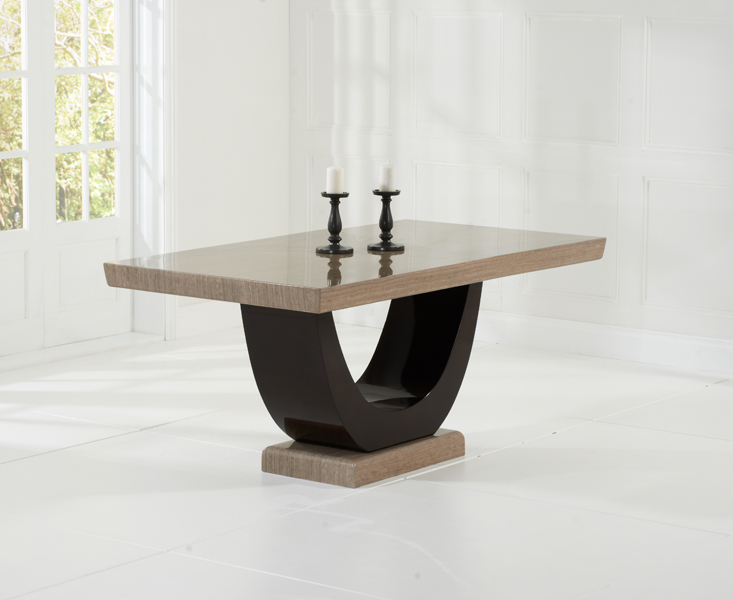 Photo 2 of Raphael 170cm brown pedestal marble dining table