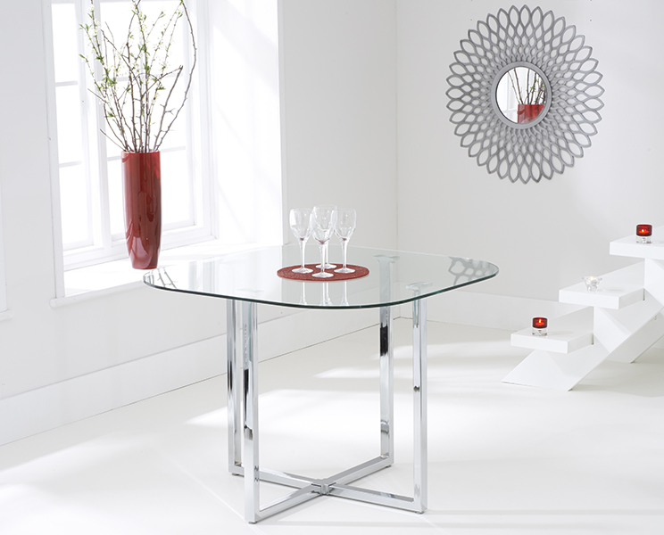 Product photograph of Algarve Clear Glass Dining Table from Oak Furniture Superstore