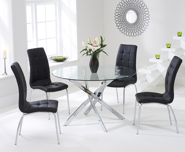 Photo 3 of Denver 110cm glass dining table with 4 white enzo chairs