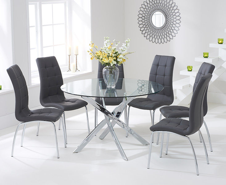 Photo 3 of Denver 120cm glass dining table with 4 black enzo chairs