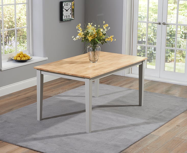 Chiltern 150cm Grey and Oak Painted Dining Table Oak Furniture