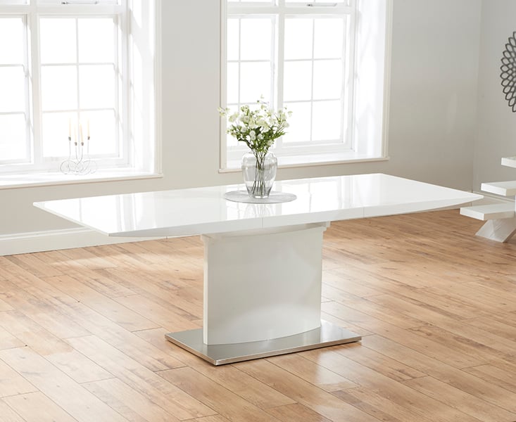 Extending Alessio 160cm White High Gloss Dining Table Oak