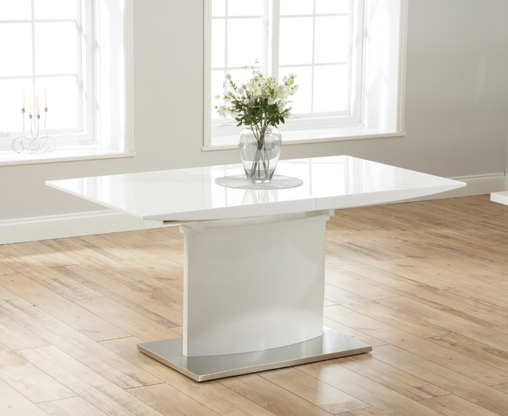 Extending Alessio 160cm White High Gloss Dining Table