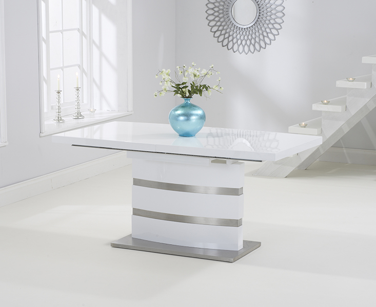 Photo 3 of Extending vicenza 160cm white high gloss dining table