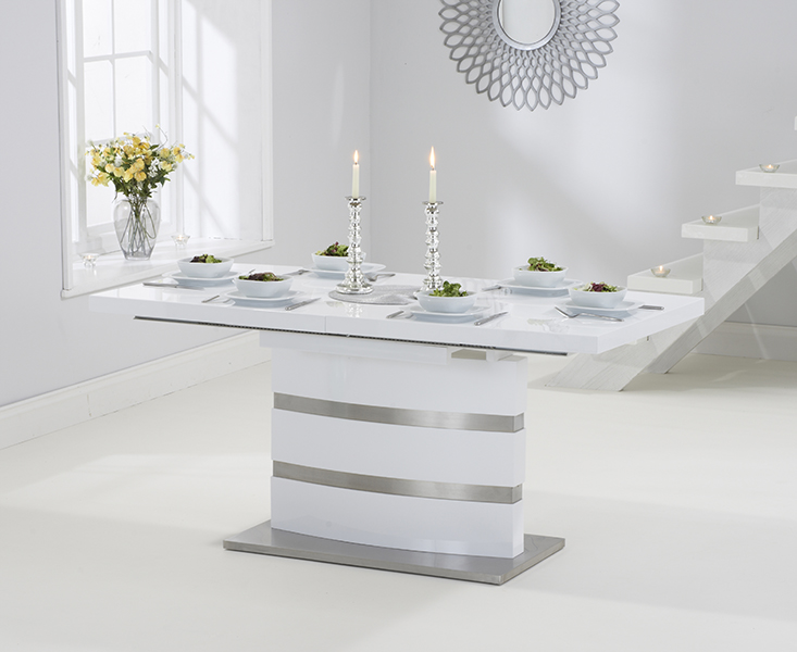 Photo 2 of Extending vicenza 160cm white high gloss dining table
