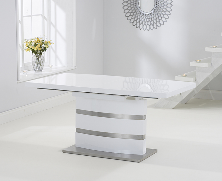 Photo 4 of Extending vicenza 160cm white high gloss dining table