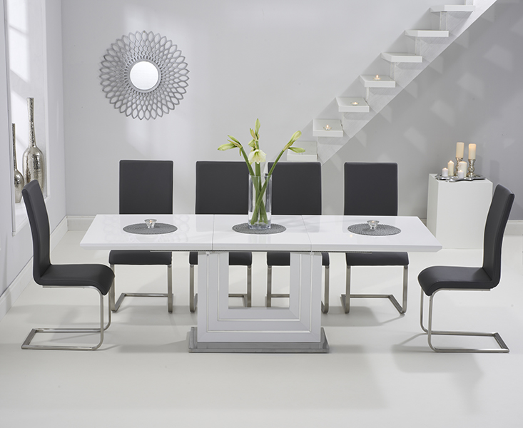 Extendable Dining Table Set Grey Erigiestudio