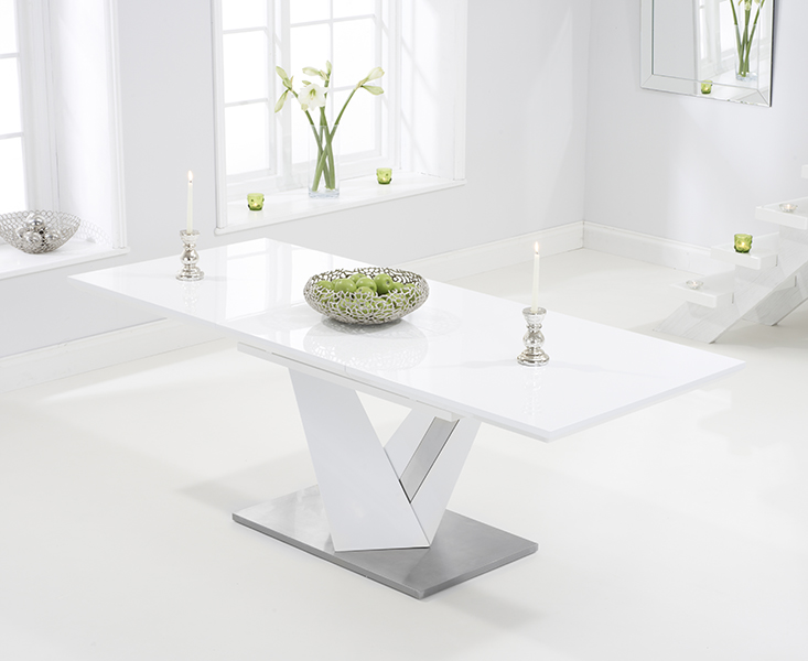 Photo 2 of Extending santino 160cm white high gloss dining table