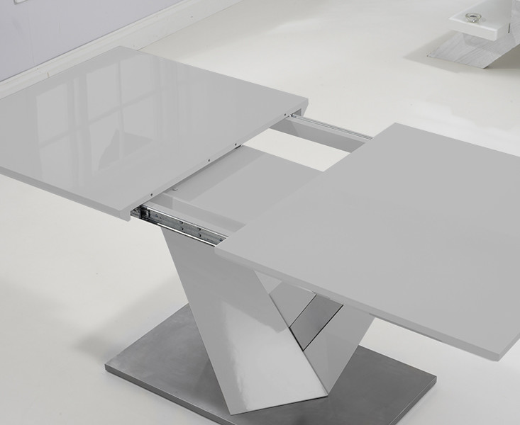 Photo 2 of Harmony 160cm extending light grey high gloss dining table