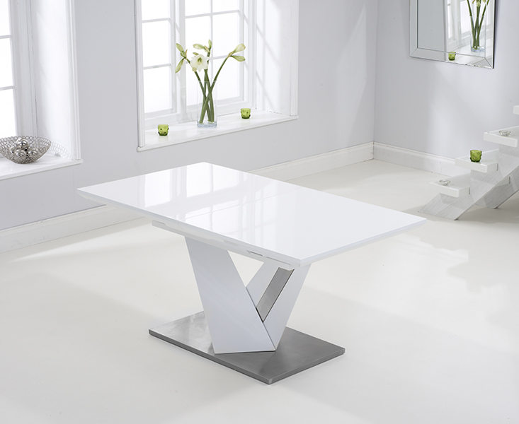 Photo 4 of Extending santino 160cm white high gloss dining table