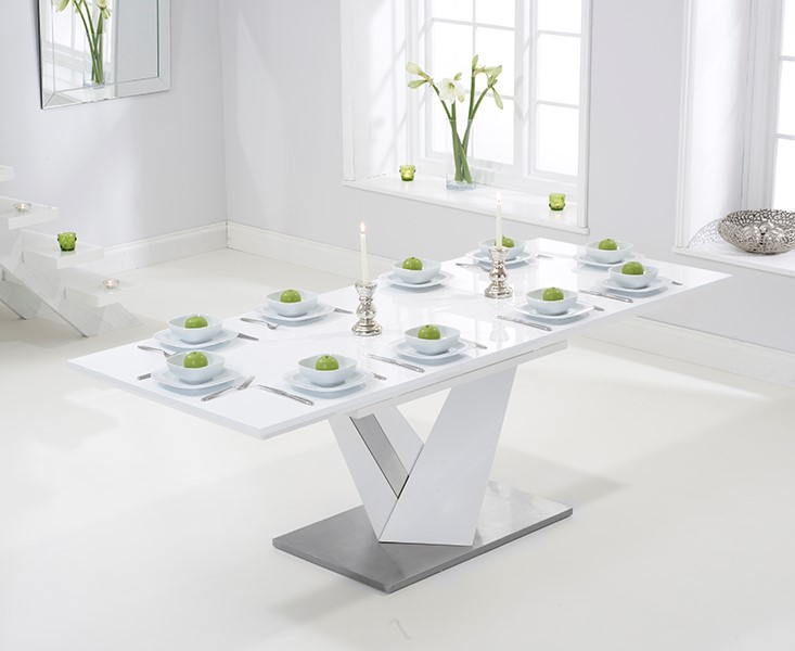 Extending Santino 160cm White High Gloss Dining Table