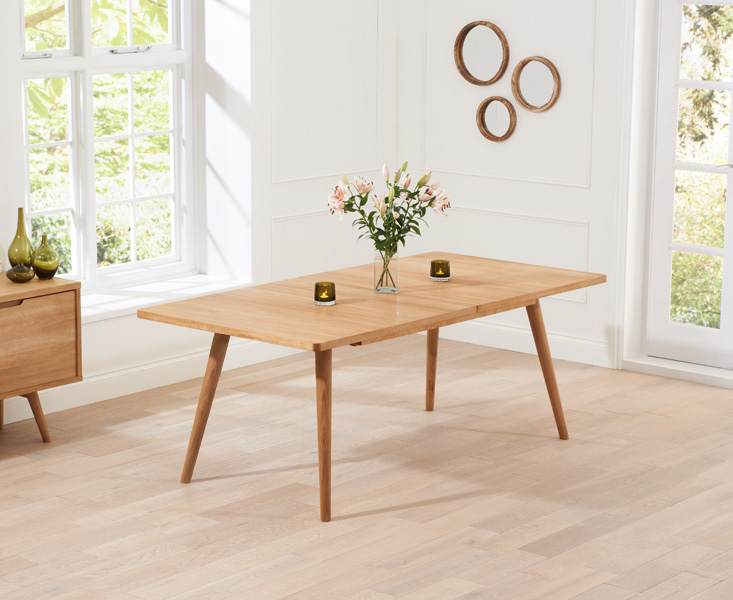 Photo 1 of Ruben 150cm retro oak extending dining table and 6 grey chairs