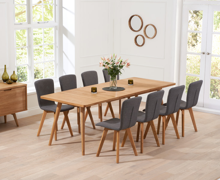 Product photograph of Extending Ruben 200cm Retro Oak Dining Table And 10 Chairs from Oak Furniture Superstore.