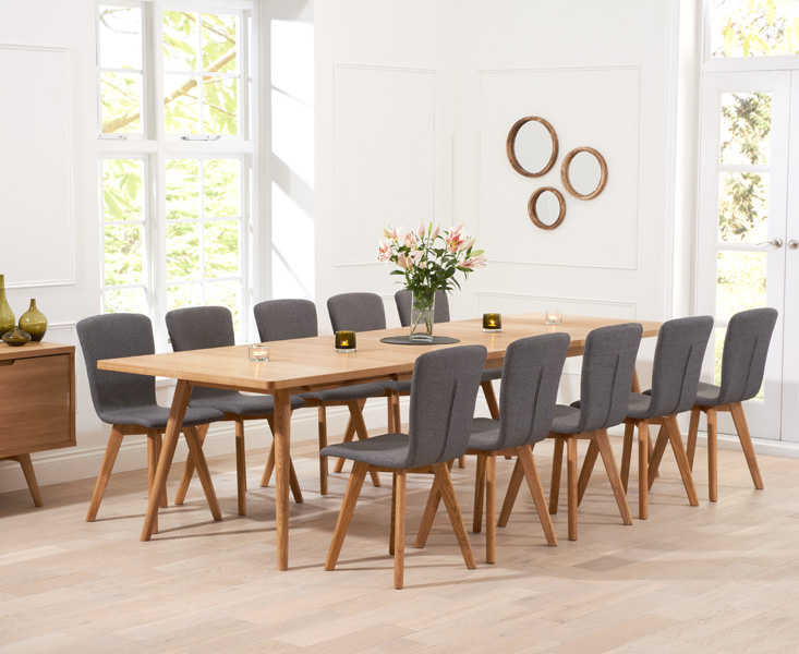 Product photograph of Extending Ruben 200cm Retro Oak Dining Table And 12 Chairs from Oak Furniture Superstore