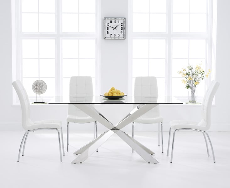 Juniper 160cm Glass Dining Table With 8 Grey Enzo Chairs