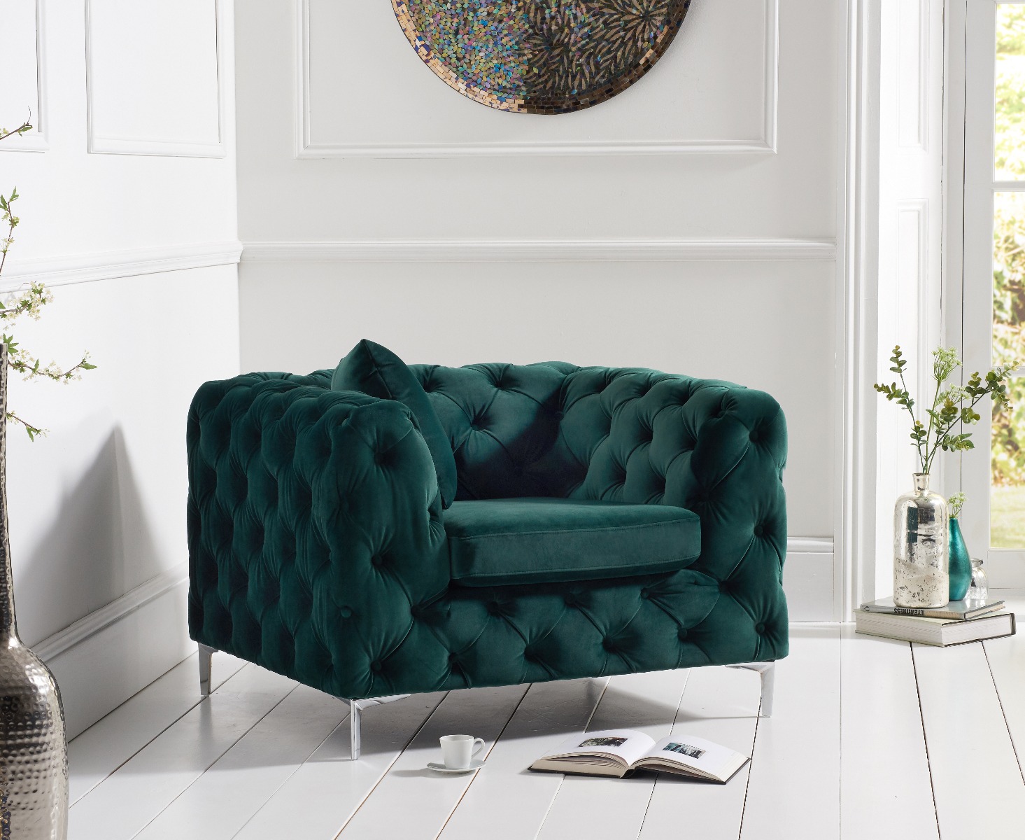 Photo 1 of Alara green velvet armchair