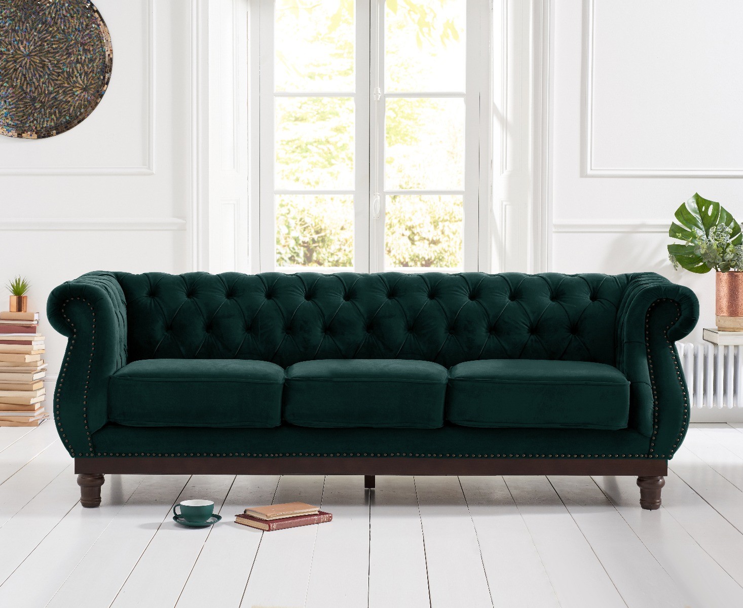 Photo 1 of Harrow chesterfield green velvet 3 seater sofa
