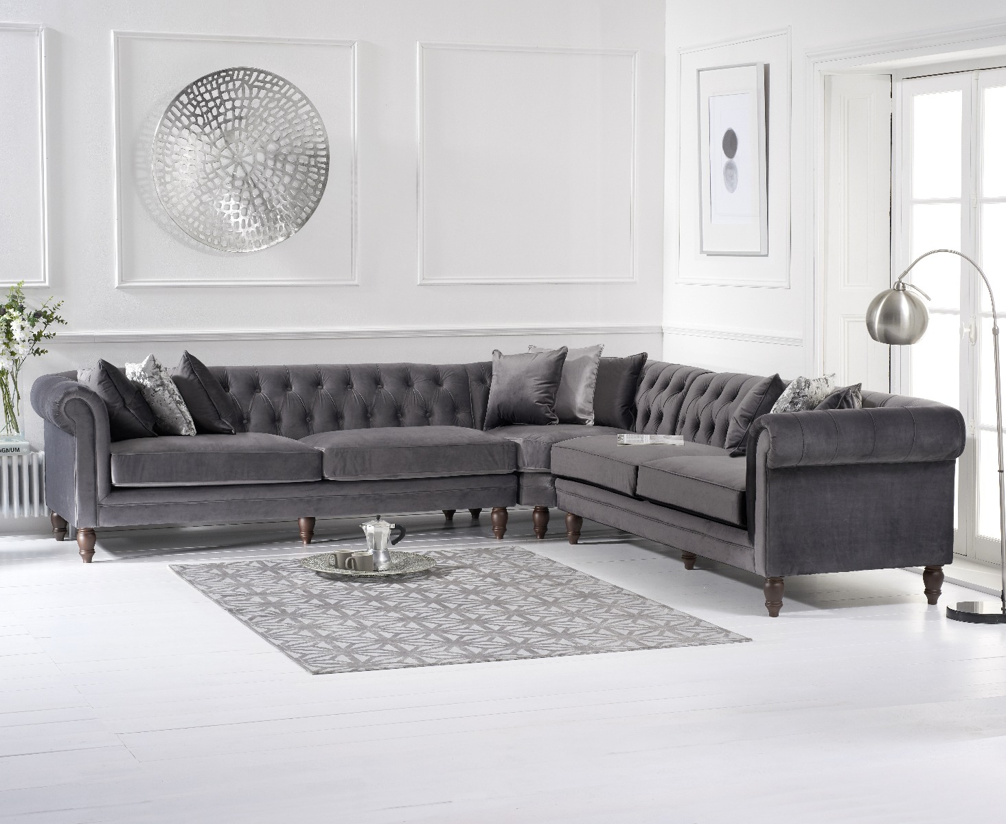 Photo 1 of Bromley large grey velvet corner sofa