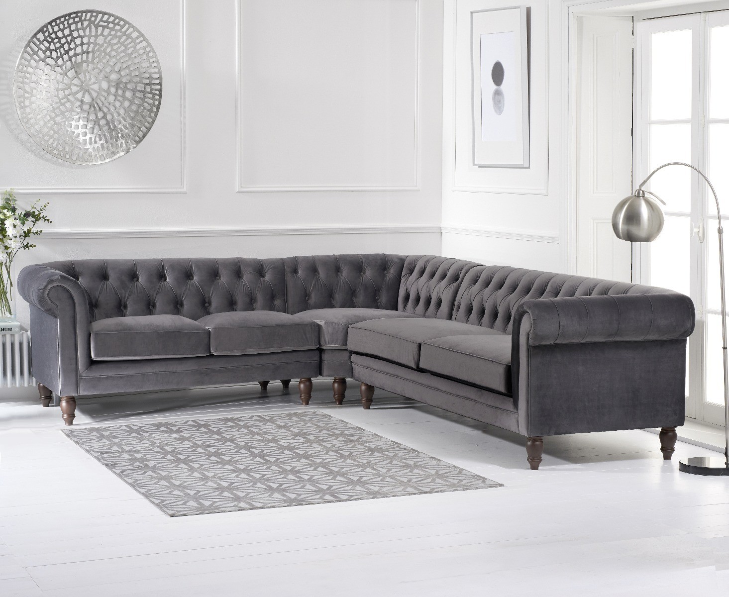 Photo 1 of Bromley medium grey velvet corner sofa