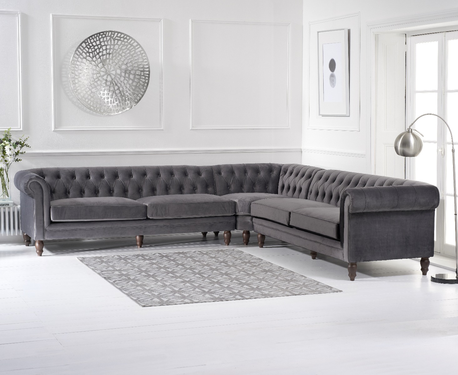 Photo 3 of Bromley large grey velvet corner sofa