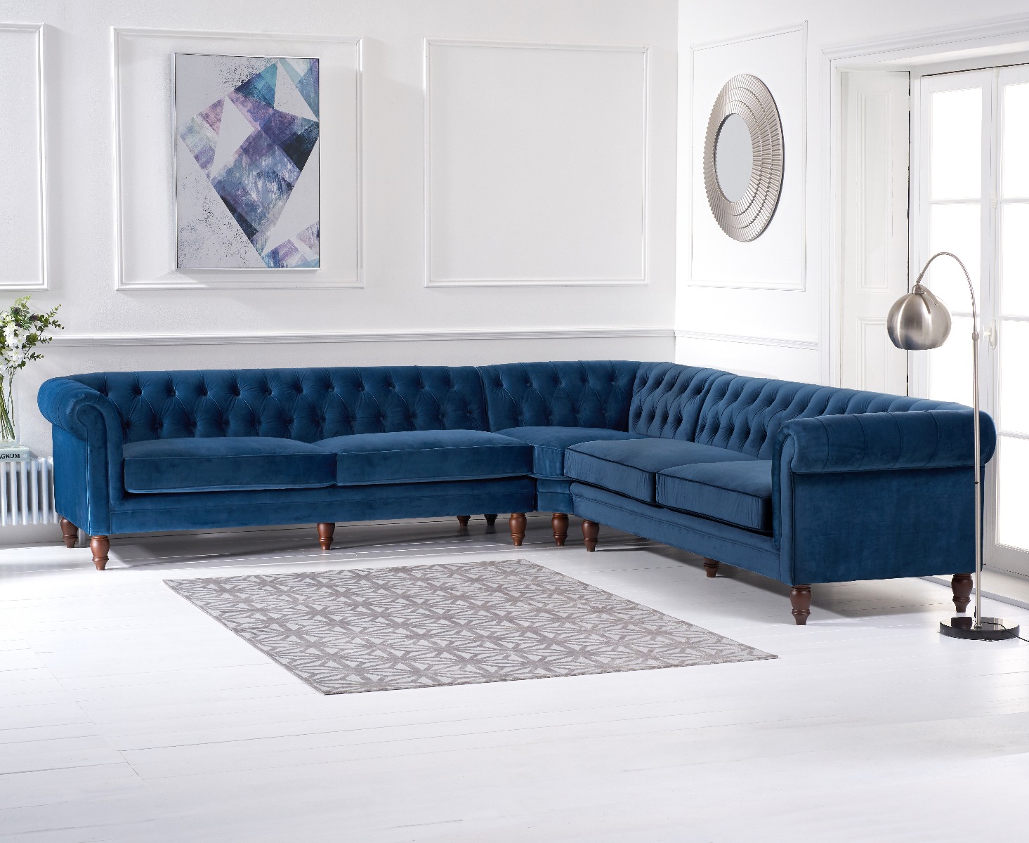 Photo 2 of Bromley large blue velvet corner sofa
