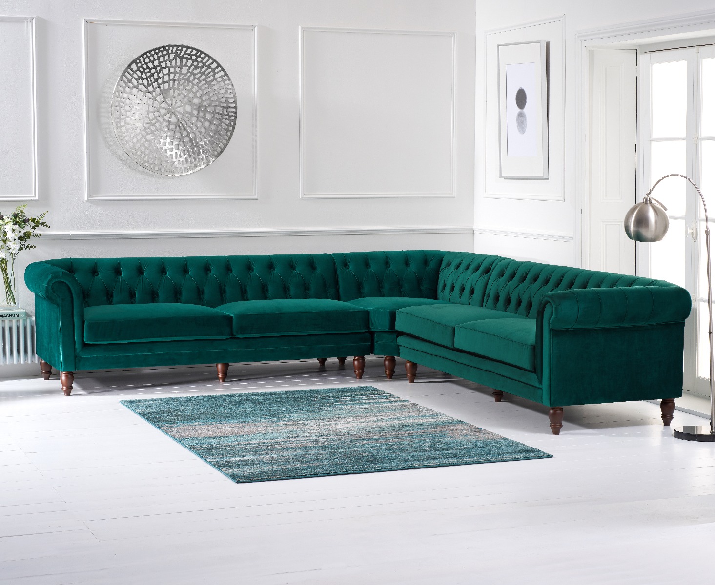 Photo 2 of Bromley large green velvet corner sofa