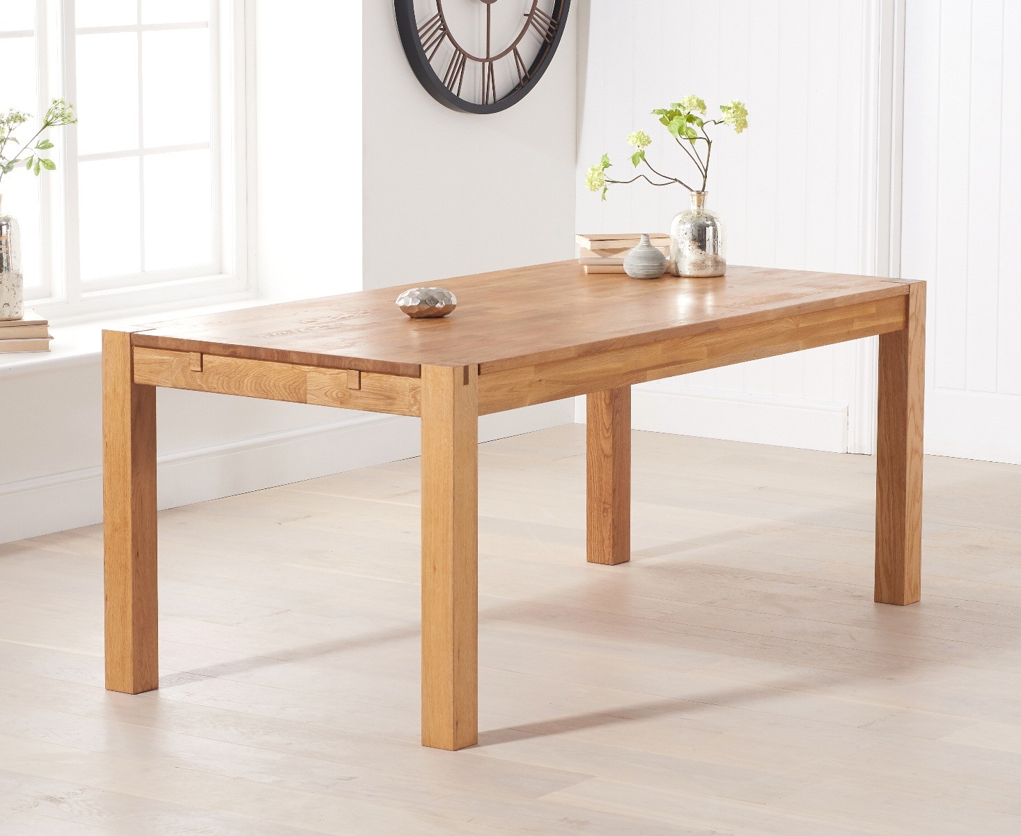 Photo 1 of Thetford 180cm oak table with larson grey faux leather benches
