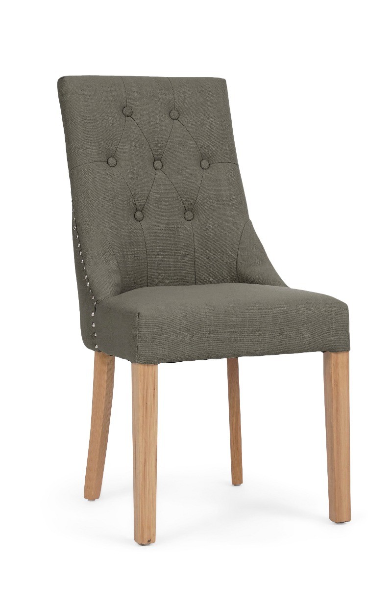 Photo 1 of Beatrix grey fabric oak leg dining chairs