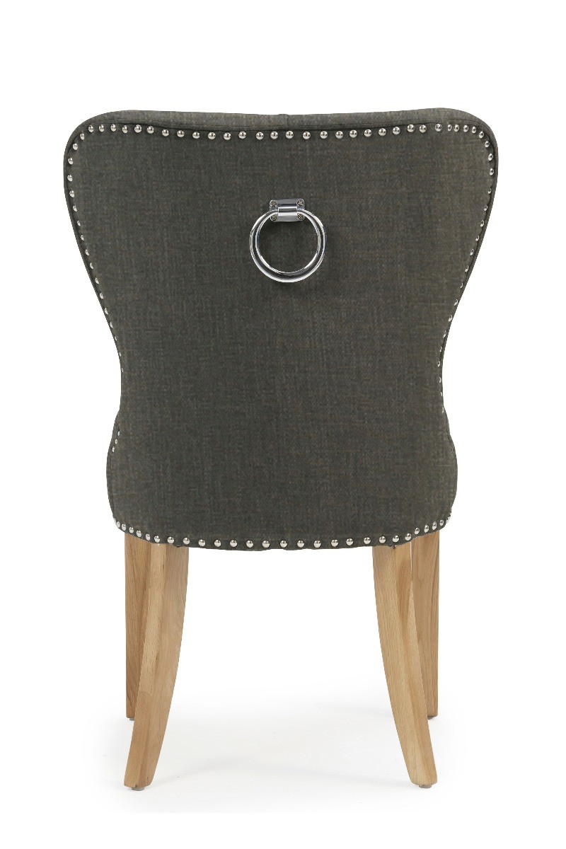 Photo 4 of Keswick studded grey fabric oak leg dining chairs