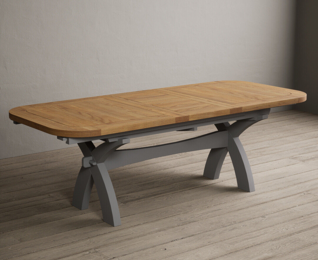 Photo 4 of Extending atlas 180cm oak and light grey painted dining table