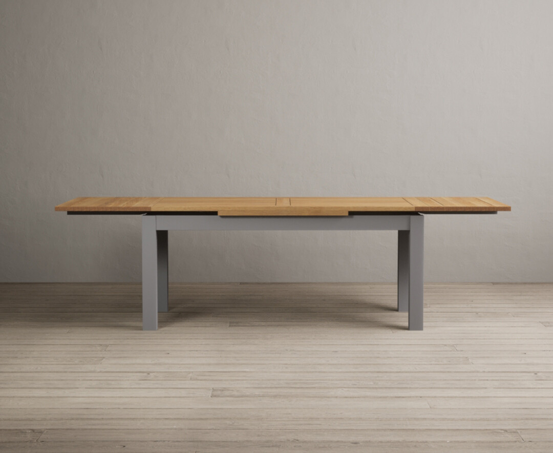 Product photograph of Extending Buxton 180cm Oak And Light Grey Painted Dining Table from Oak Furniture Superstore