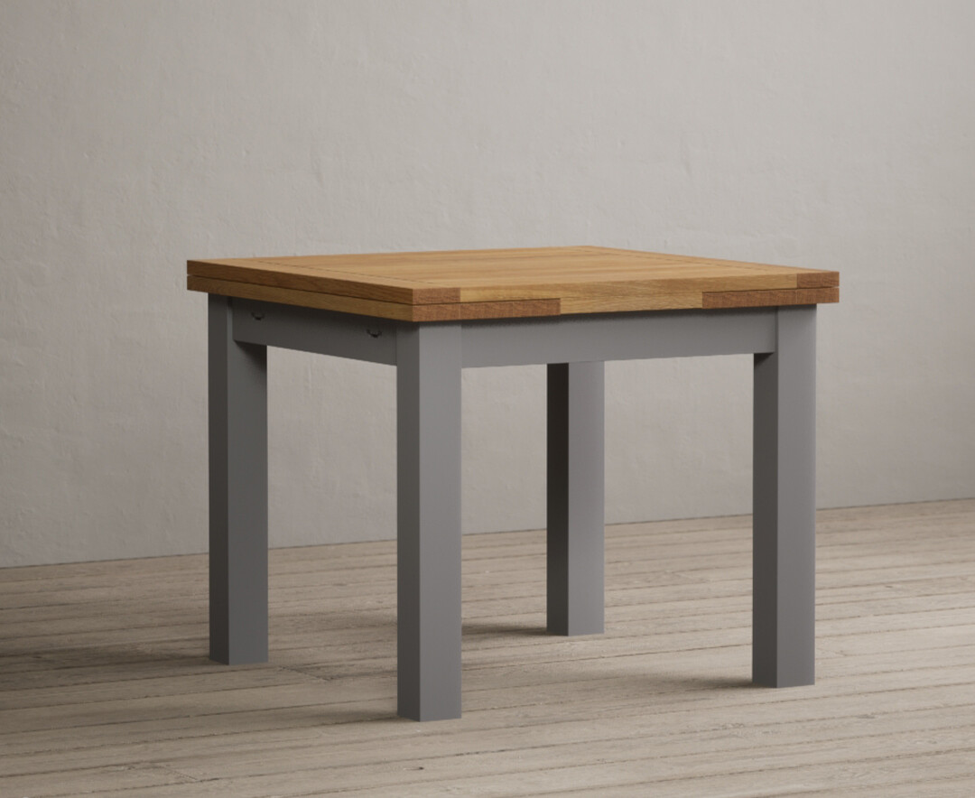 Product photograph of Hampshire 90cm Oak And Light Grey Painted Extending Dining Table from Oak Furniture Superstore