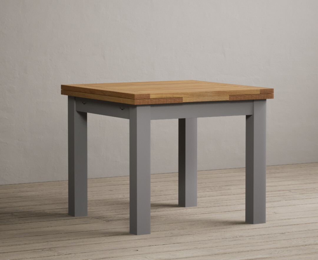 Hampshire 90cm Oak And Light Grey Painted Extending Dining Table