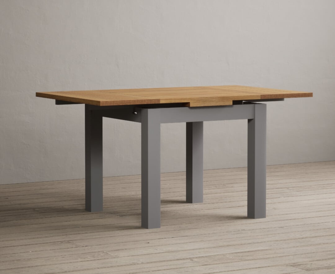 Product photograph of Extending Buxton 90cm Oak And Light Grey Painted Dining Table from Oak Furniture Superstore