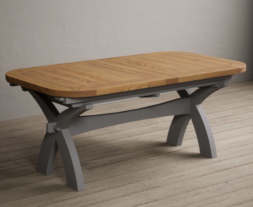 Product photograph of Atlas 180cm Oak And Light Grey Painted Extending Dining Table from Oak Furniture Superstore