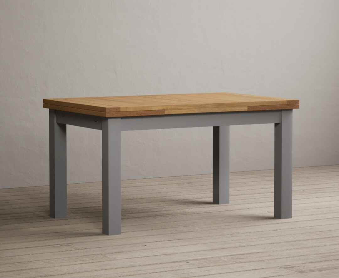 Hampshire 140cm Oak And Light Grey Painted Extending Dining Table
