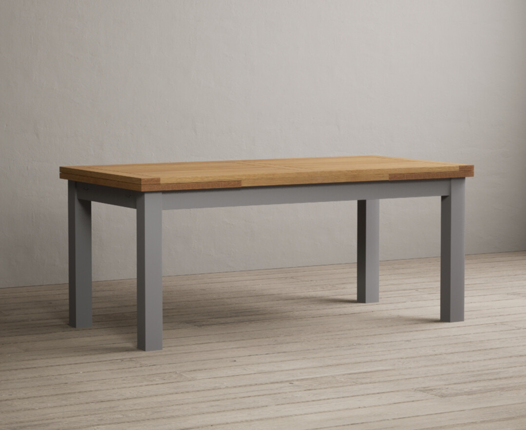 Product photograph of Hampshire 180cm Oak And Light Grey Painted Extending Dining Table from Oak Furniture Superstore