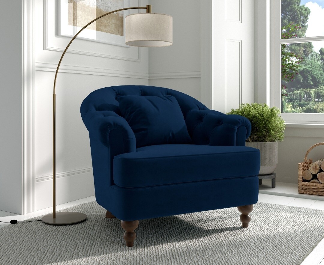 Blue Velvet Accent Chair