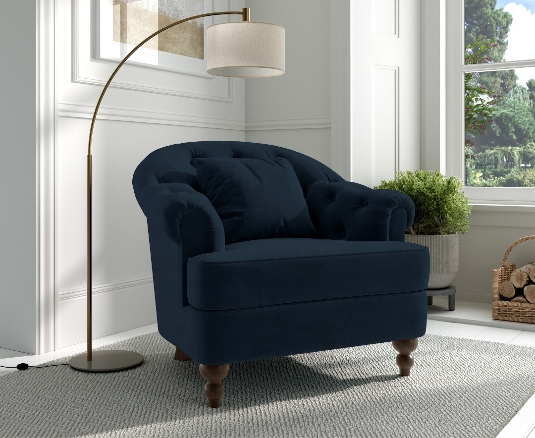 Dark Blue Velvet Accent Chair