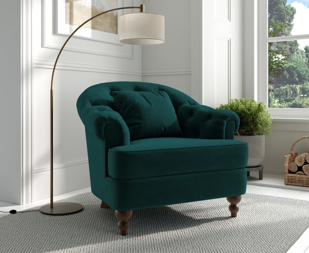 Dark Green Velvet Accent Chair
