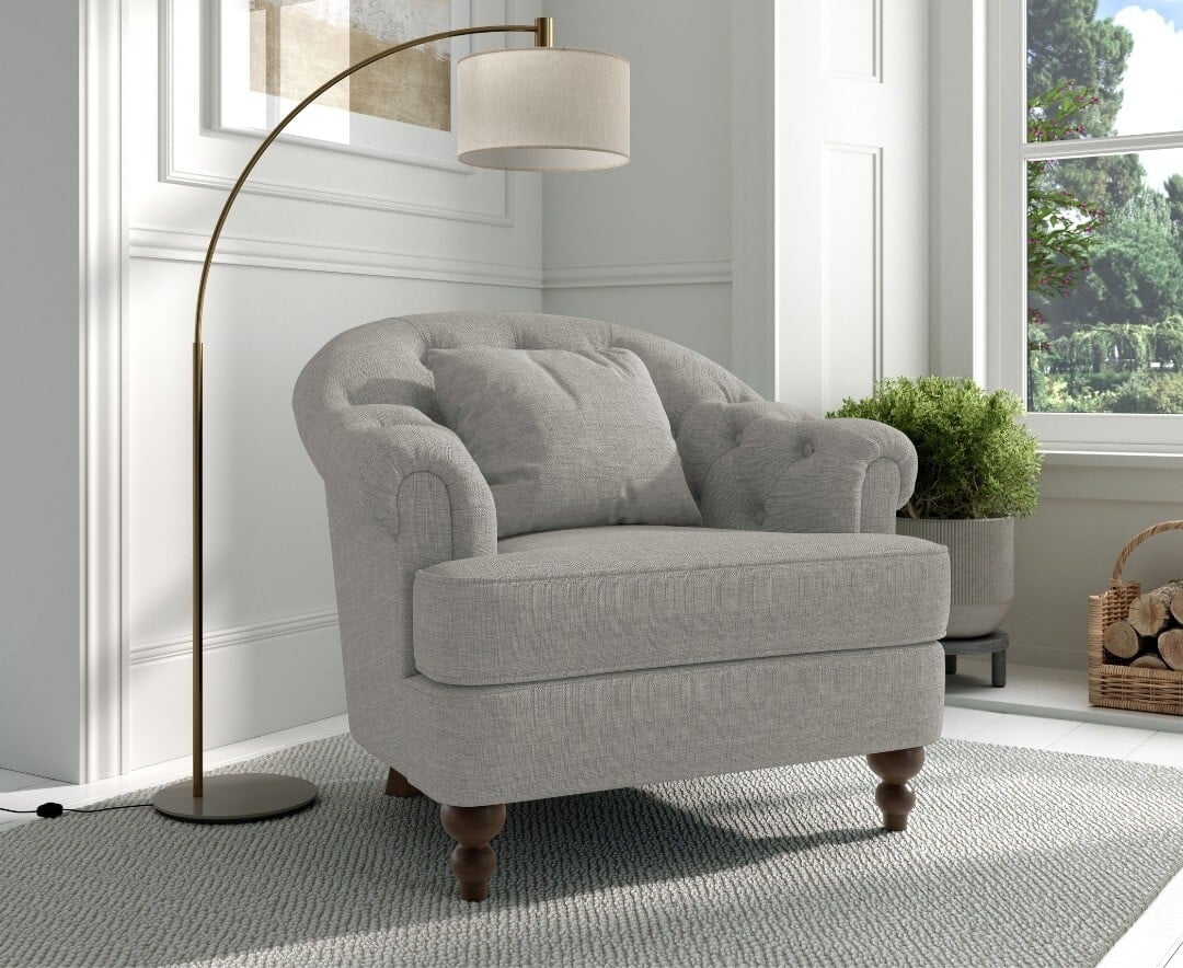 Grey Linen Accent Chair