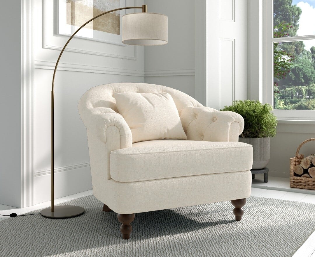 Ivory Linen Accent Chair