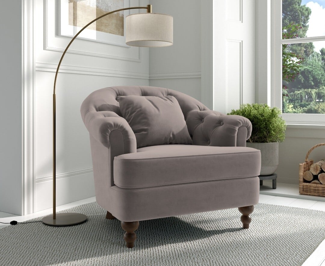 Grey Velvet Accent Chair