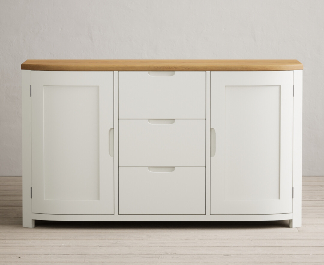Product photograph of Bradwell Oak And Signal White Painted Large Sideboard from Oak Furniture Superstore